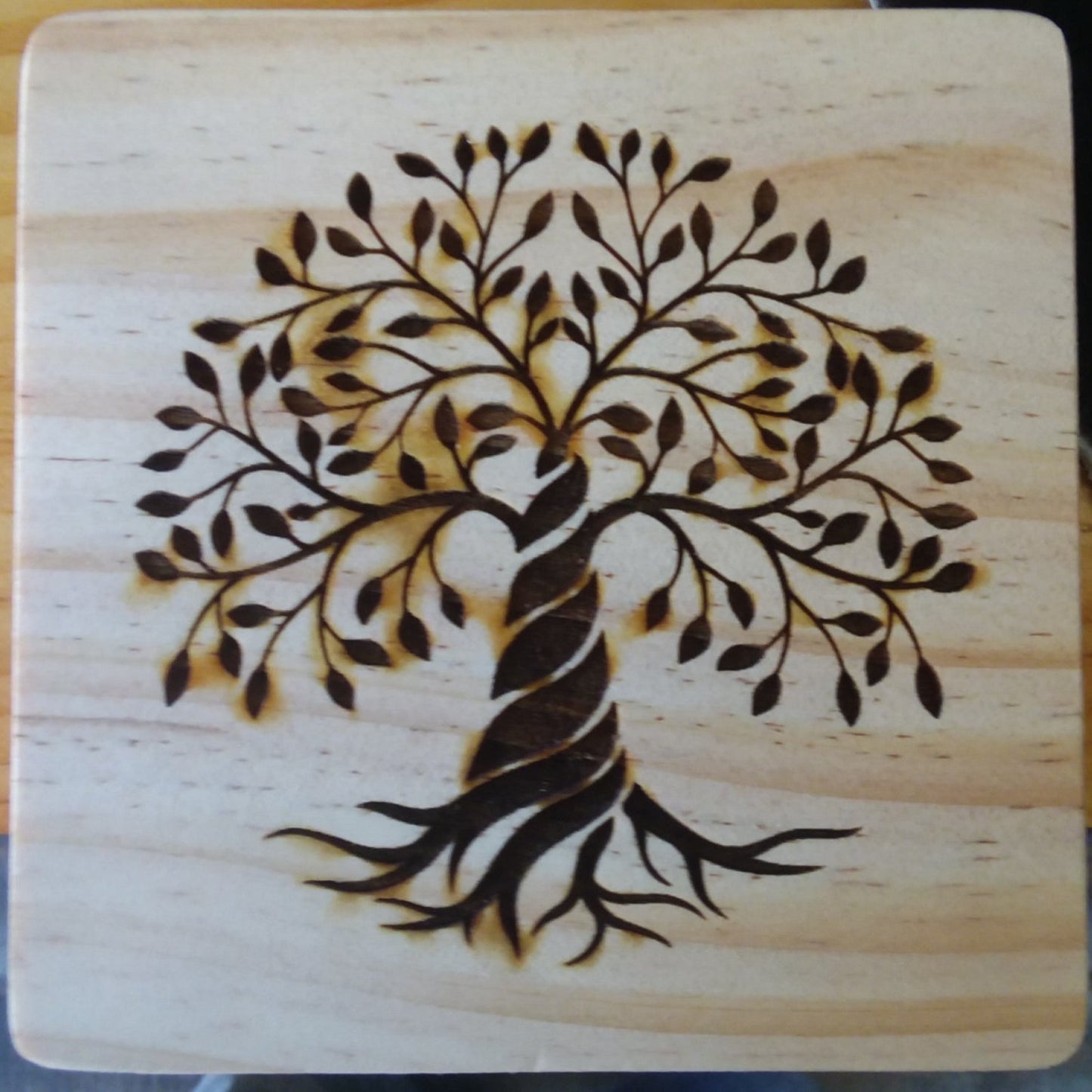 CUSTOM ENGRAVED TREE OF LIFE COASTERS - SET OF 6 CIRCULAR WOODEN