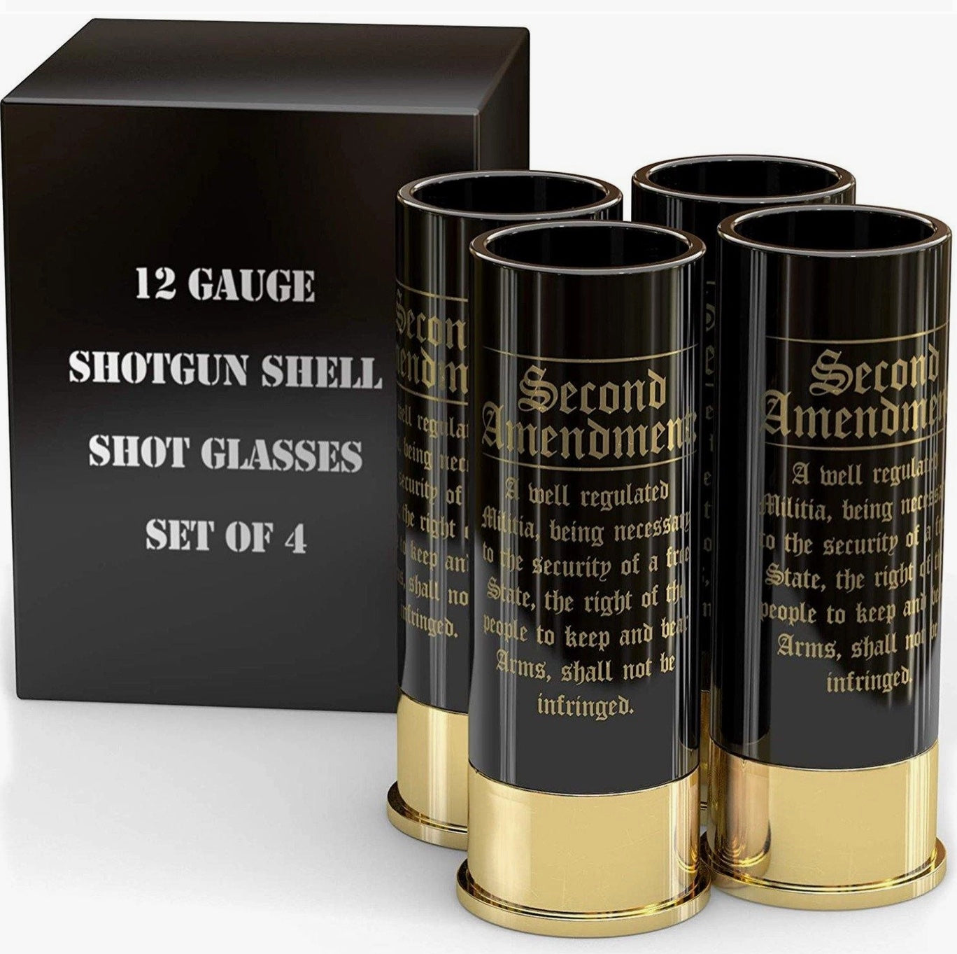 12 GAUGE SHOT GLASSES SET OF 4 - 2ND AMENDMENT