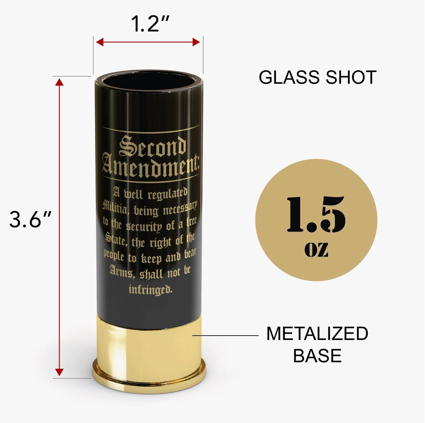 12 GAUGE SHOT GLASSES SET OF 4 - 2ND AMENDMENT