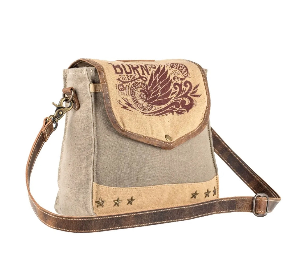 ARPINA CANVAS & LEATHER CROSSBODY HANDBAG by SIXTEASE®
