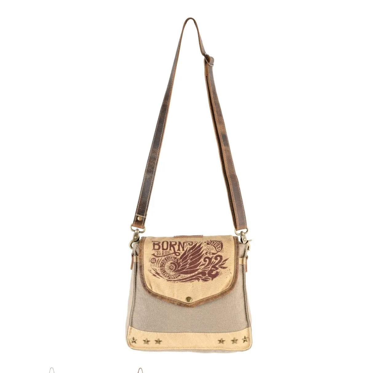 ARPINA CANVAS & LEATHER CROSSBODY HANDBAG by SIXTEASE®