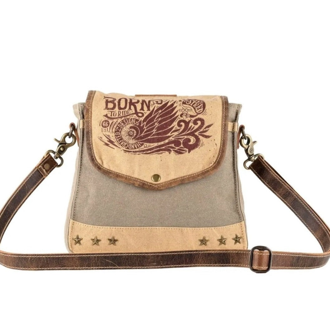 ARPINA CANVAS & LEATHER CROSSBODY HANDBAG by SIXTEASE®
