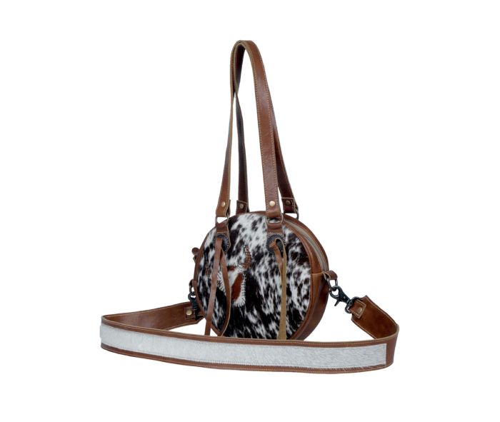 CONCEPT LEATHER AND COWHIDE HAIR-ON HANDBAG by MYRA BAG®