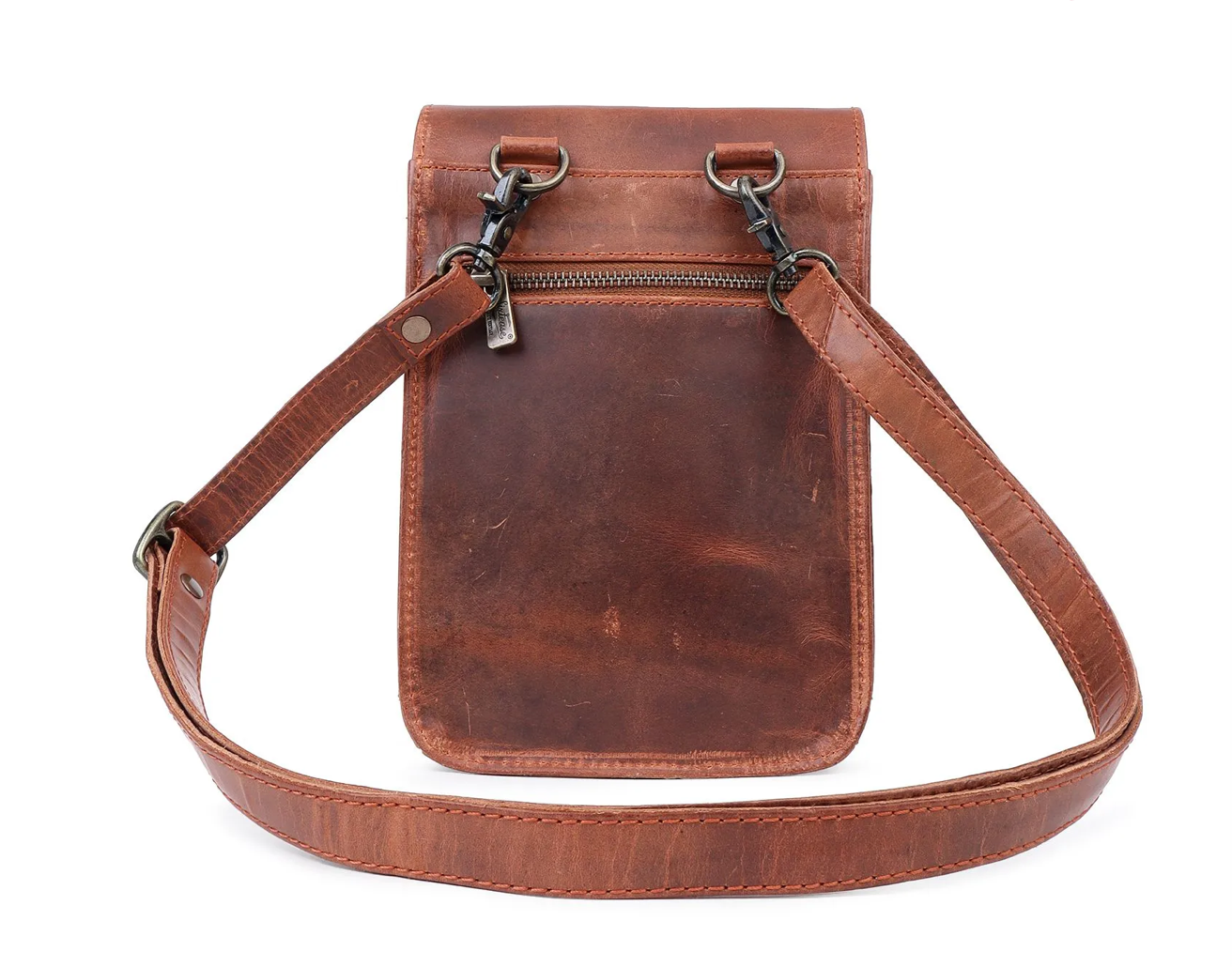 FULL GRAIN QUALITY LEATHER SMALL CROSSBODY HANDBAG by SIXTEASE®