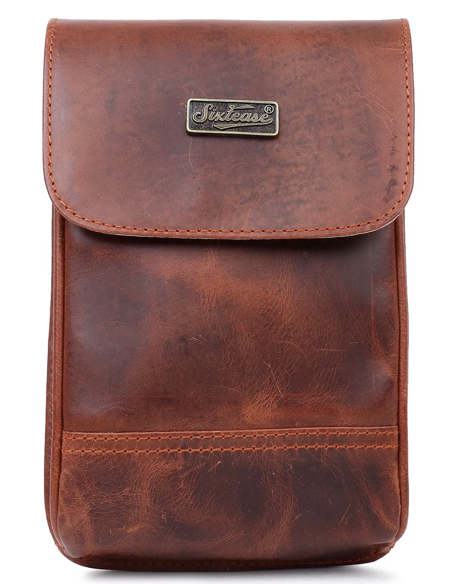 FULL GRAIN QUALITY LEATHER SMALL CROSSBODY HANDBAG by SIXTEASE®