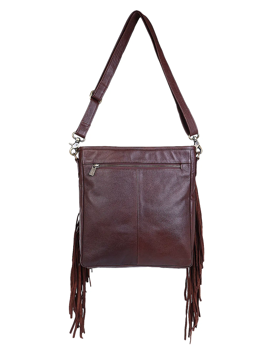 THE ZIGZAG ZEST COWHIDE & LEATHER SHOULDER CROSSBODY HANDBAG by SIXTEASE®