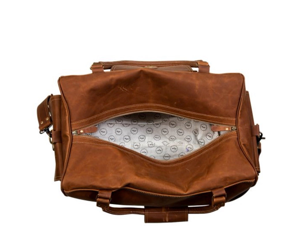 CARRINGTON GENUINE ALL LEATHER TRAVEL DUFFLE BAG by MYRA BAG®