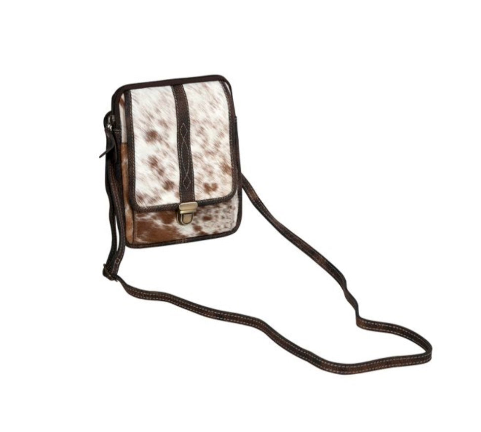 SANTA MESA MINI LEATHER & HAIRON BAG IN LIGHT COWHIDE HANDBAG by MYRA BAG®