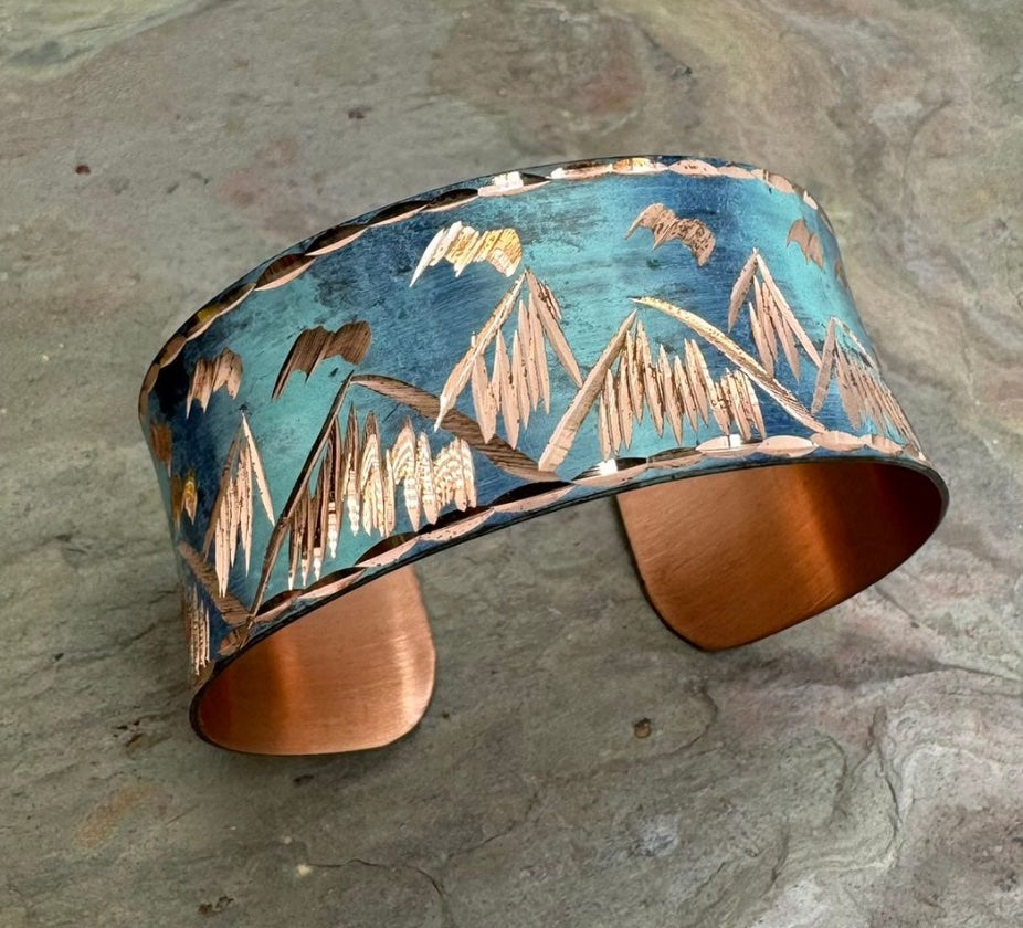 Handcrafted Copper Patina Summit Sky Cuff by Anju Jewelry®