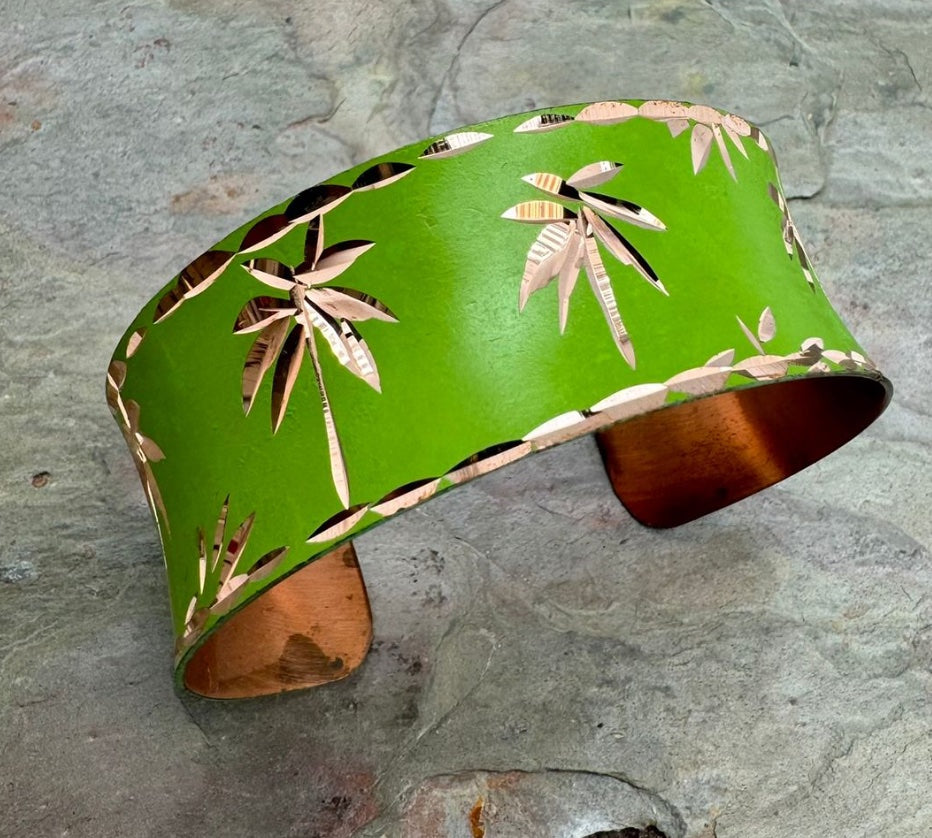 Handcrafted Patina & Copper Palm Paradise Cuff