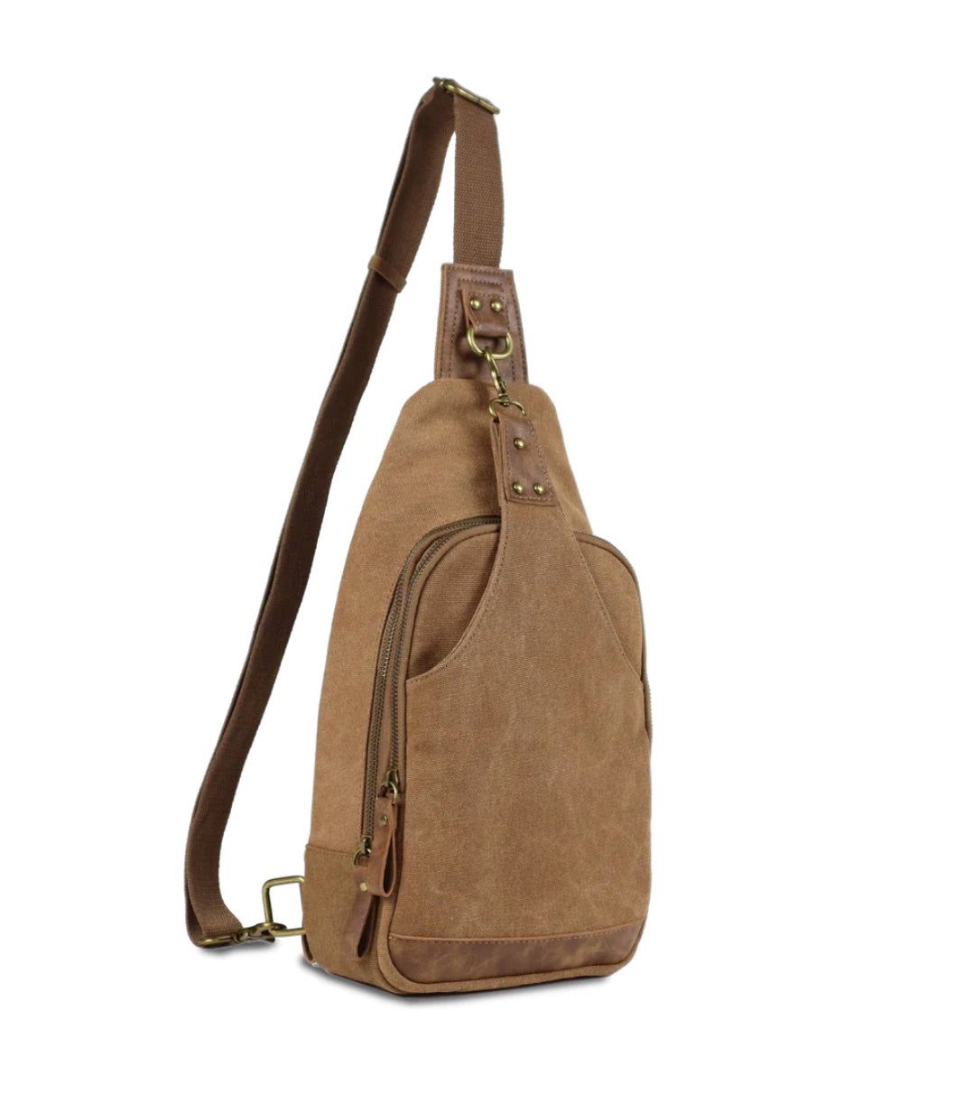 GLACIER CANVAS SLING SHOULDER CONCEALED BACKPACK by JESSIE JAMES