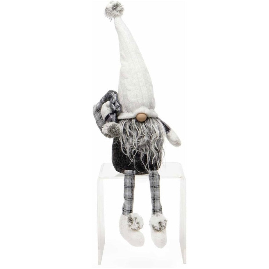 MERAVIC GNOME CABLE KNIT SWEATER HAT, WOOD NOSE GREY BEARD,, FLOPPY LEGS/ARMS LARGE 17 INCHES