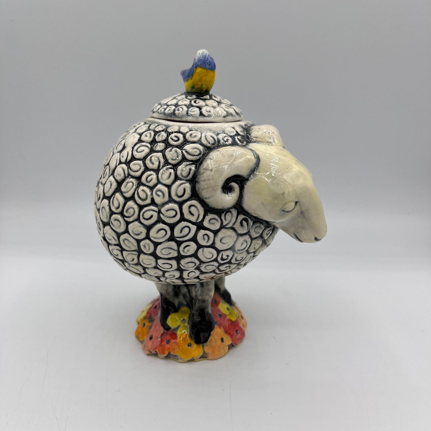 PORCELAIN "DAISY" THE SHEEP HAND PAINTED FIGURINE MINIATURE SCULPTURE LIMITED EDITION by Danisha Sculpture
