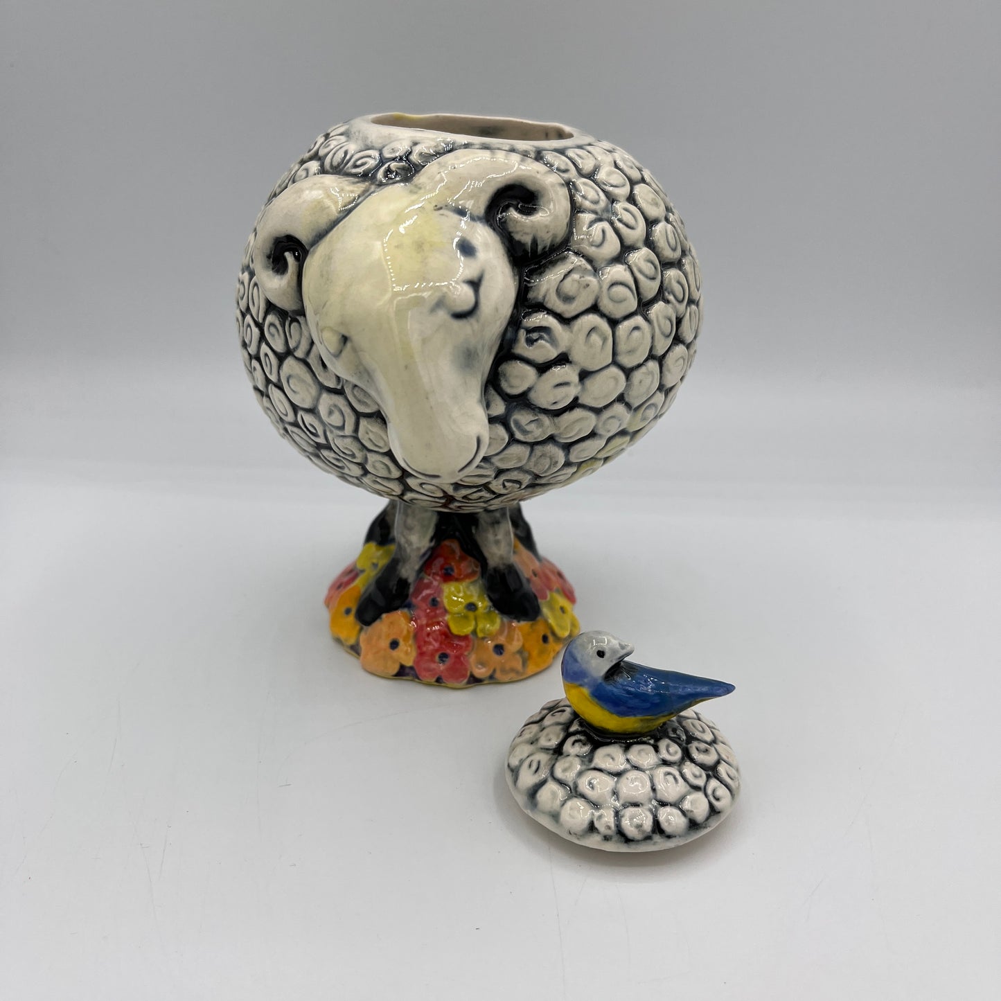 PORCELAIN "DAISY" THE SHEEP HAND PAINTED FIGURINE MINIATURE SCULPTURE LIMITED EDITION by Danisha Sculpture
