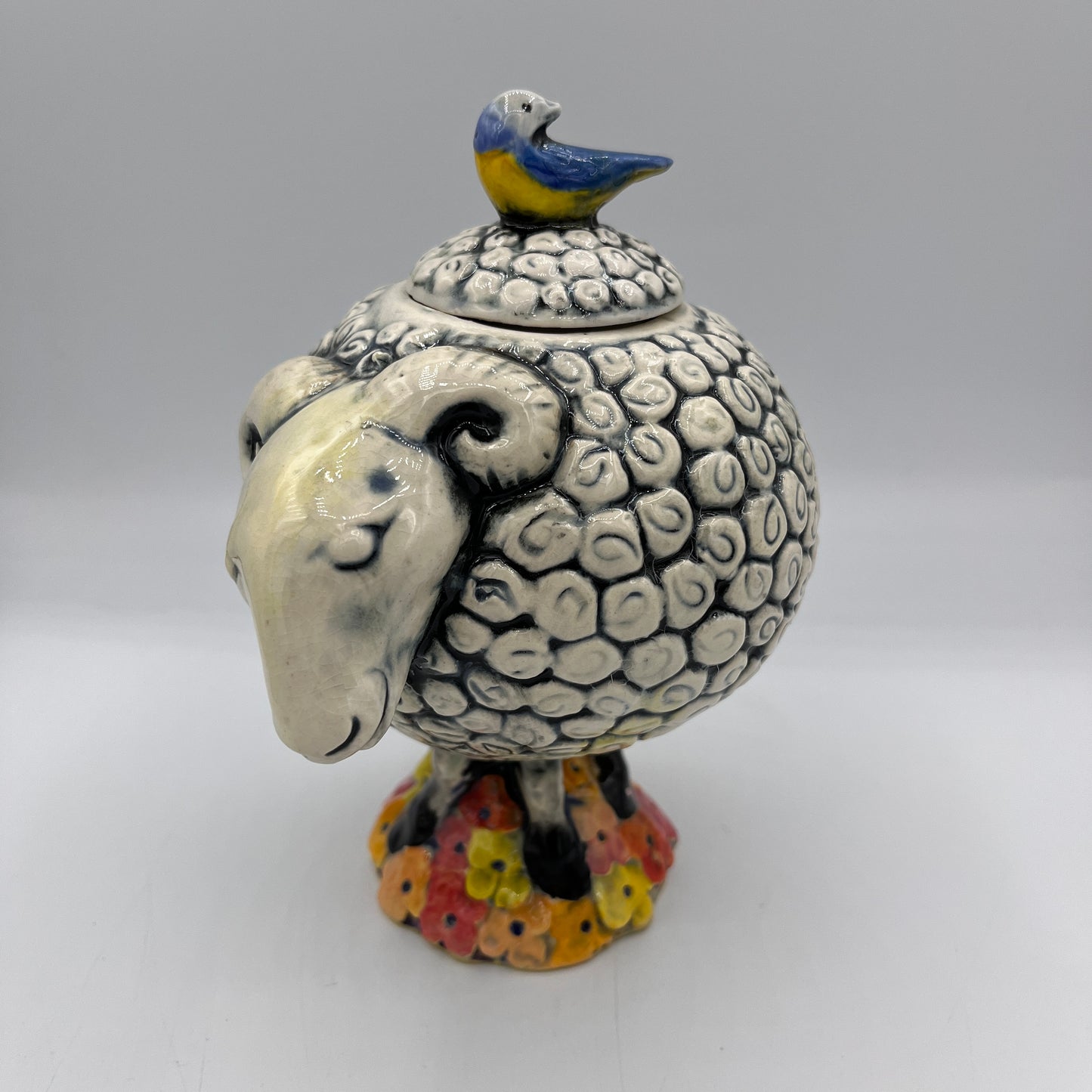 PORCELAIN "DAISY" THE SHEEP HAND PAINTED FIGURINE MINIATURE SCULPTURE LIMITED EDITION by Danisha Sculpture