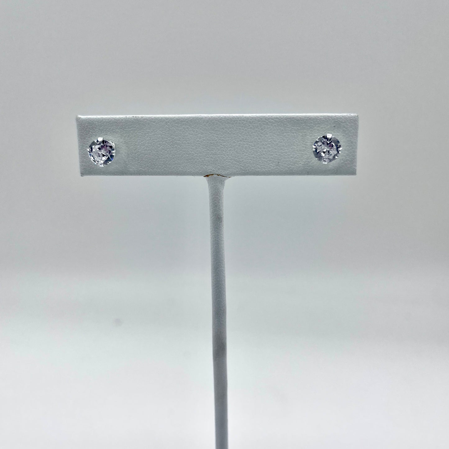 STERLING SILVER 6MM CUBIC ZIRCONIA EARRINGS
