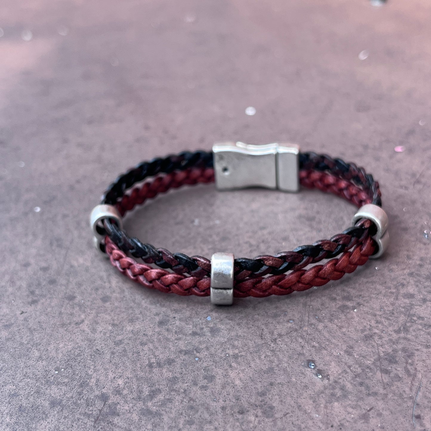 DOUBLE BRAIDED CUSTOM MADE LEATHER BRACELET