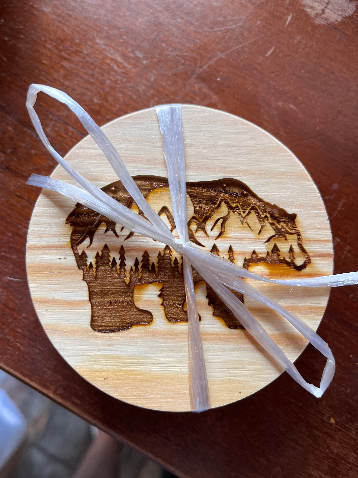 CUSTOM ENGRAVED BEAR COASTERS - SET OF 4 CIRCULAR WOODEN