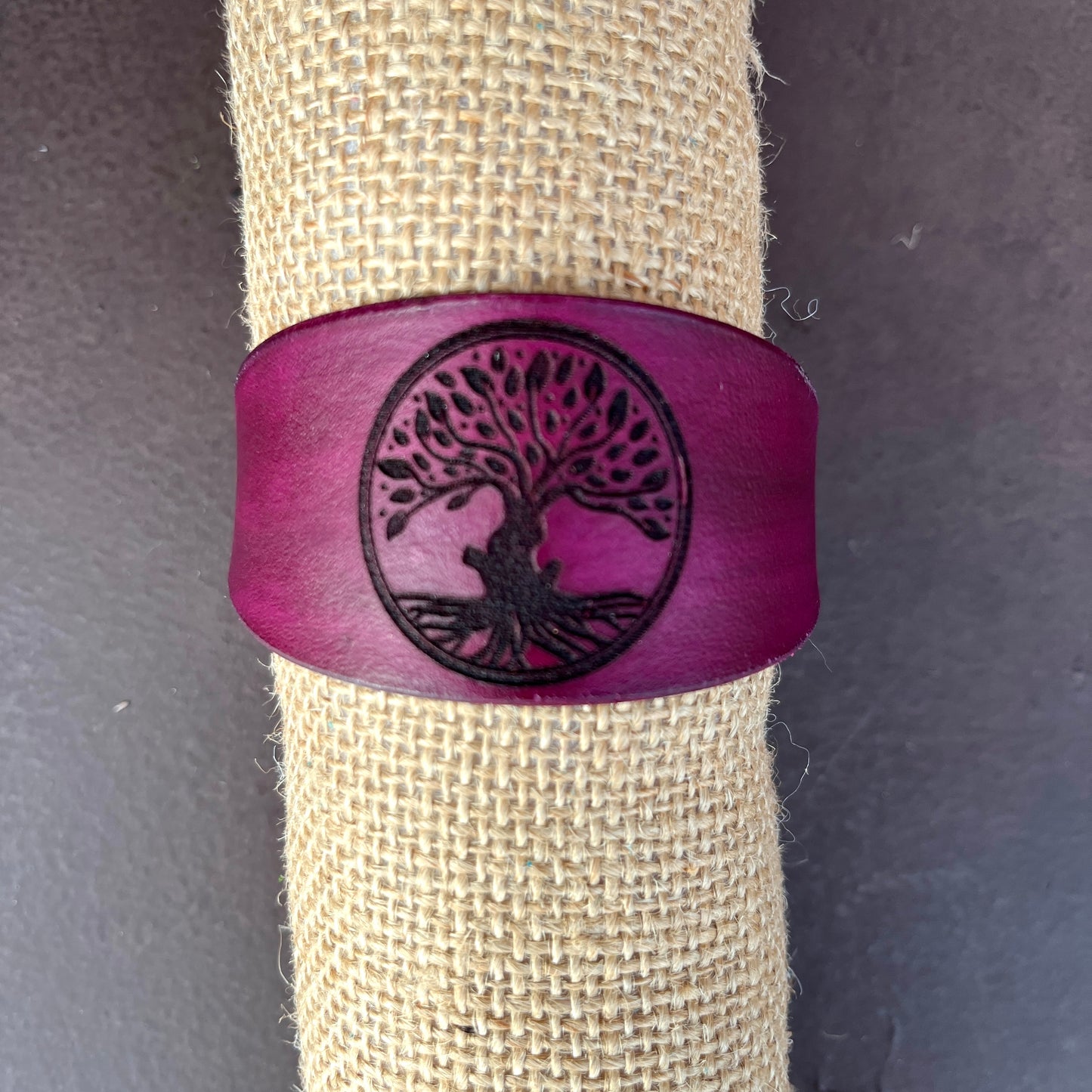 HANDCRAFTED TREE OF LIFE LEATHER CUFF