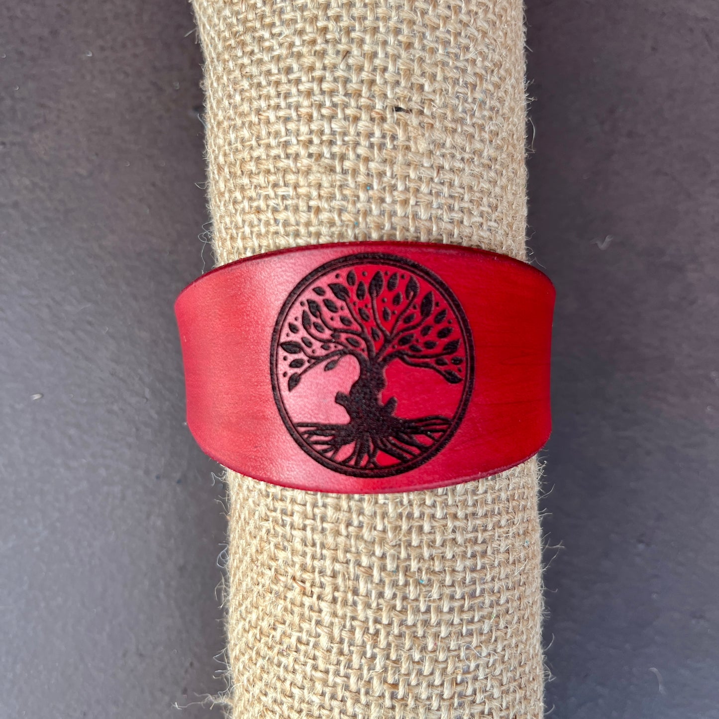 HANDCRAFTED TREE OF LIFE LEATHER CUFF