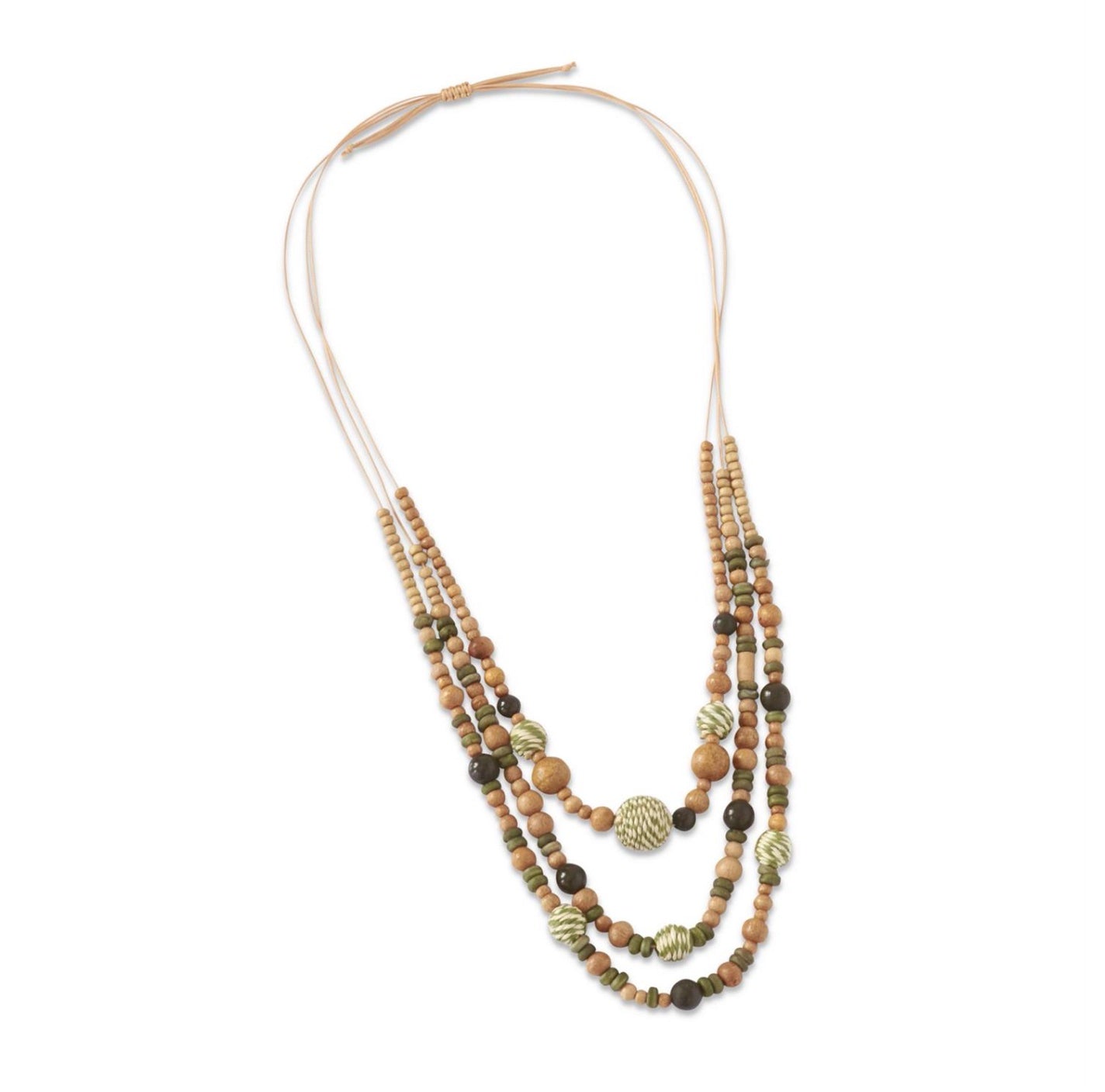 BROWN GREEN WOOD NECKLACE