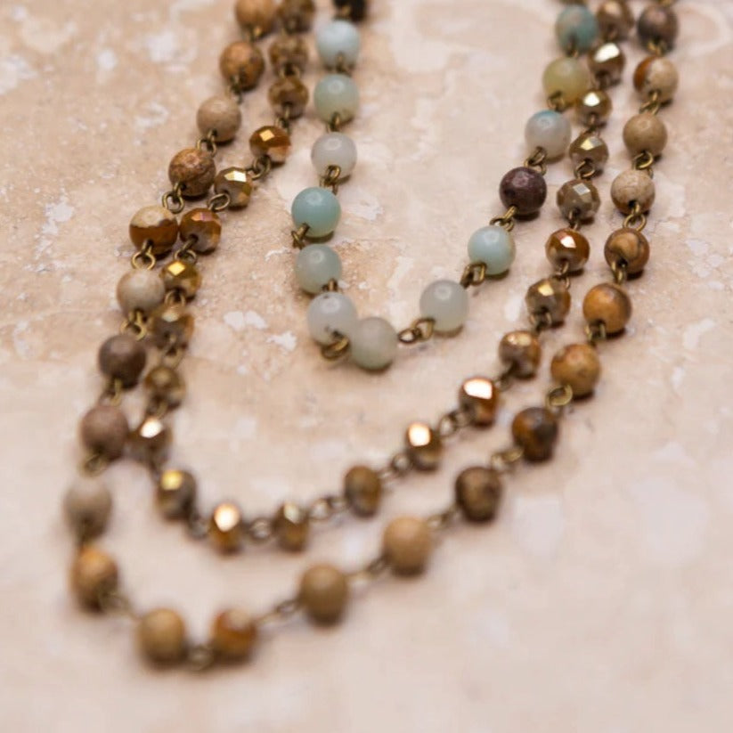 LISA NECKLACE IN JASPER & AMAZONITE