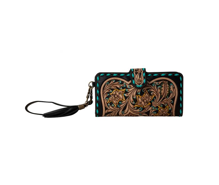 SANTA FE HAND-TOOLED WRISTLET WALLET by MYRA BAG