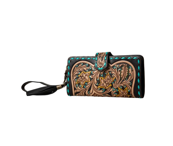 SANTA FE HAND-TOOLED WRISTLET WALLET by MYRA BAG