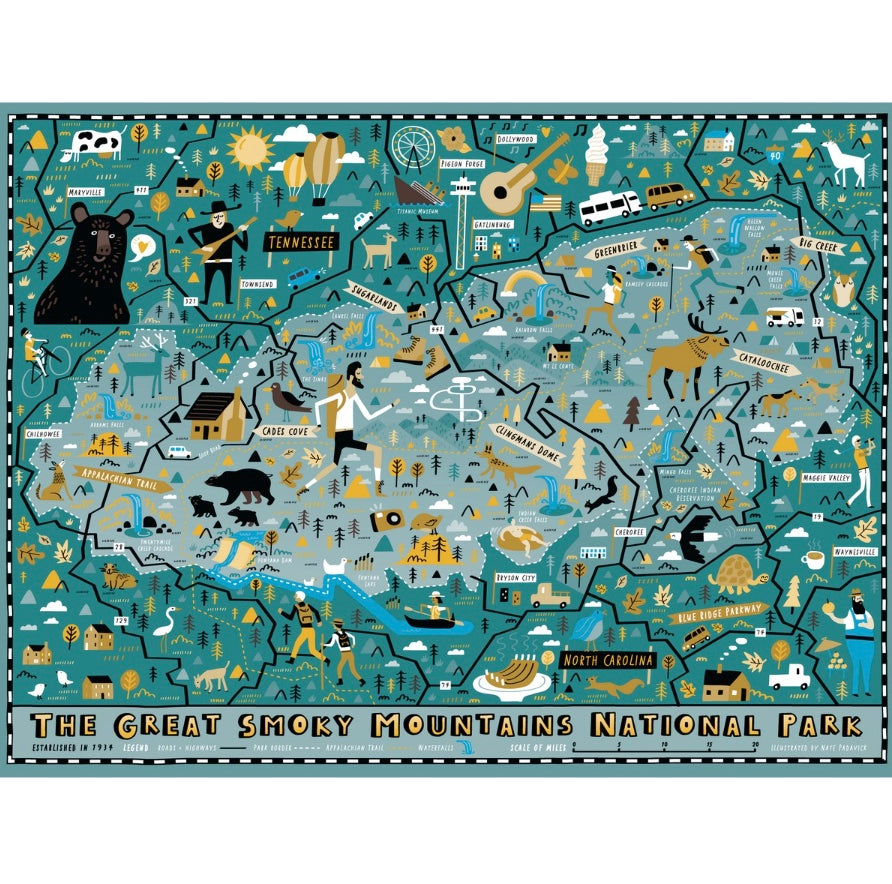 GREAT SMOKY MOUNTAINS GSM MAP 500 PIECE JIGSAW PUZZLE
