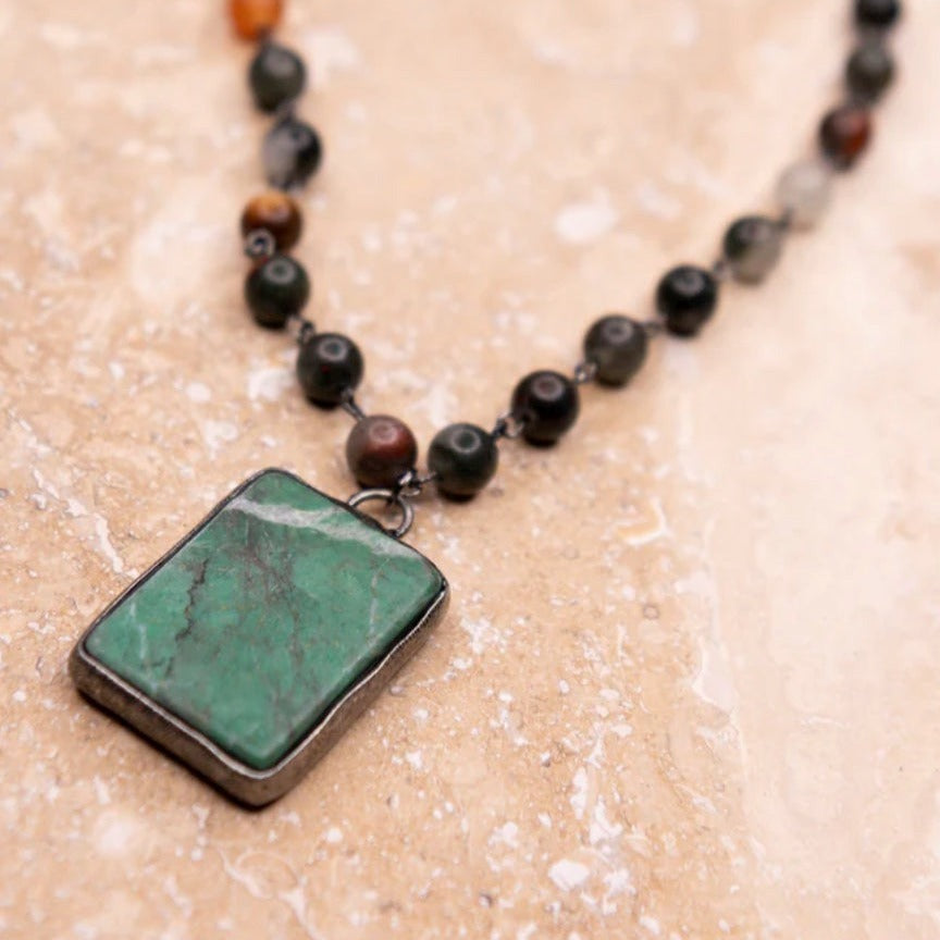 JASPER STONE PENDANT NECKLACE