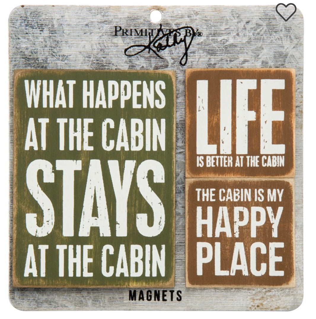 WHAT HAPPENS AT THE CABIN MAGNET SET