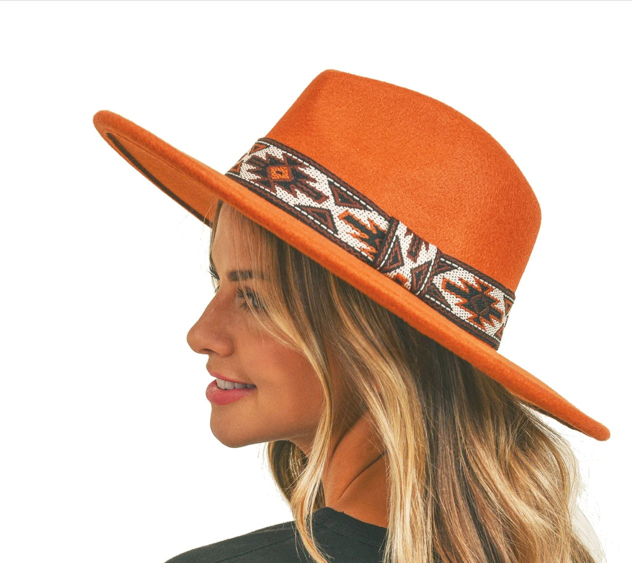 AZTEC BAND FELT FEDORA HAT ADJUSTABLE TO FIT