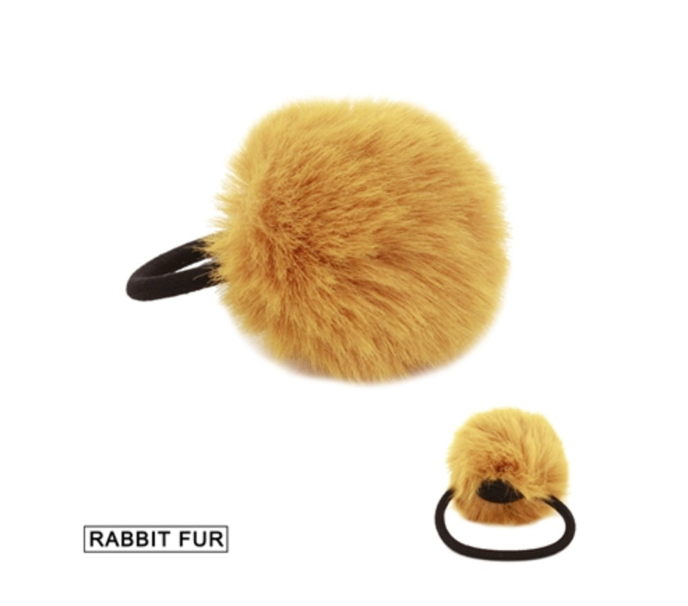 FUR HAIR POM POM HAIR TIE
