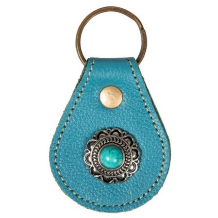 LEATHER WITH BURNISHED SILVER TURQUOISE CONCHO KEY FOB by MYRA BAG®