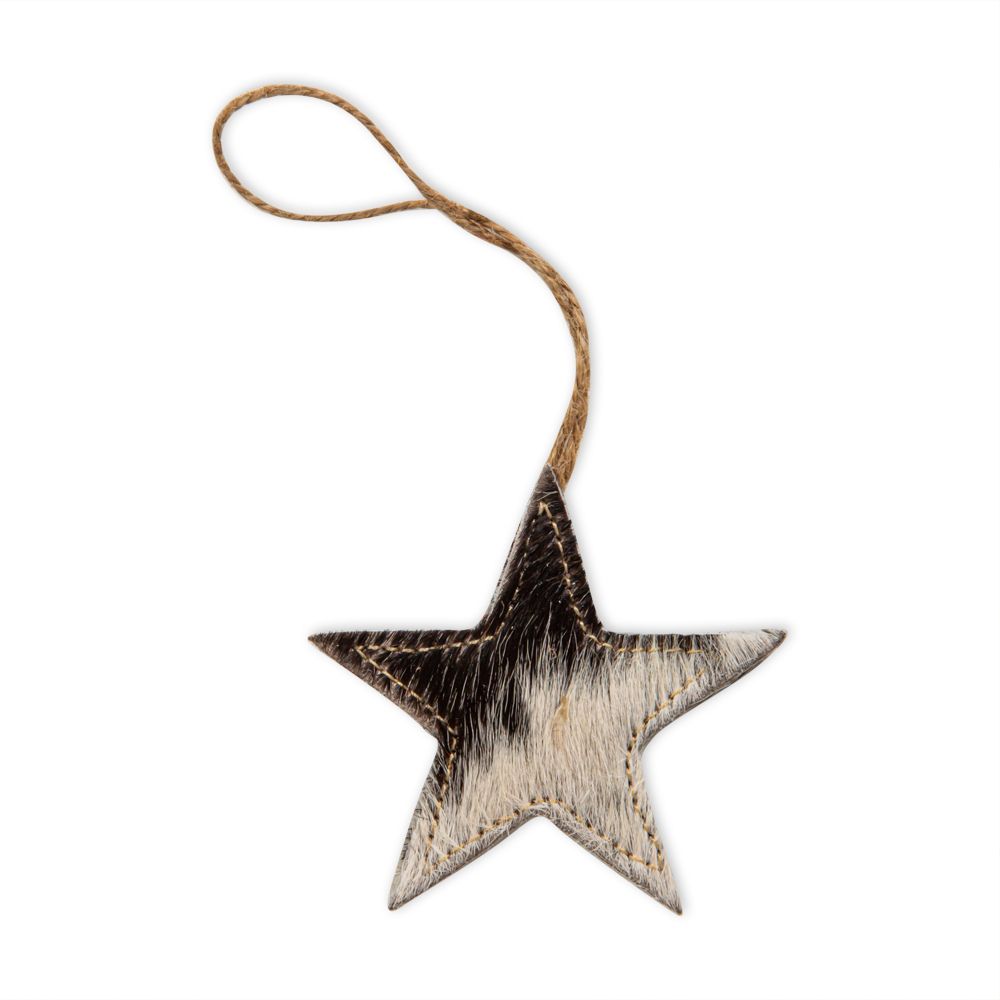 CHRISTMAS STAR COWHIDE ORNAMENT SET IN BLACK/WHITE by MYRA BAG®