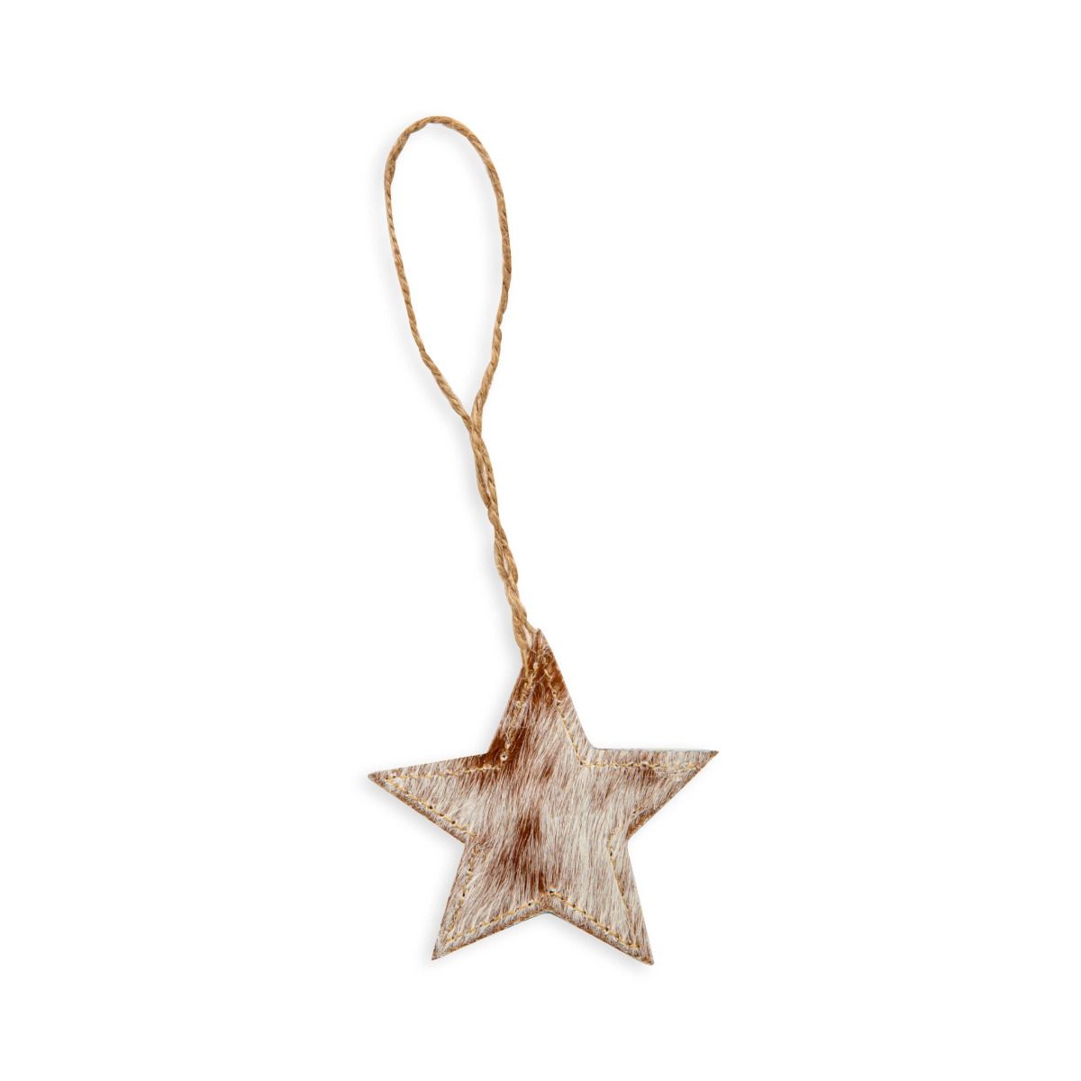 CHRISTMAS STAR COWHIDE ORNAMENT SET IN BROWN/WHITE by MYRA BAG®