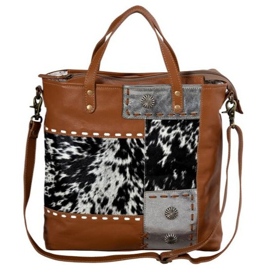 CONCHO RANCH TRAIL CANVAS & COWHIDE HANDBAG by MYRA BAG®