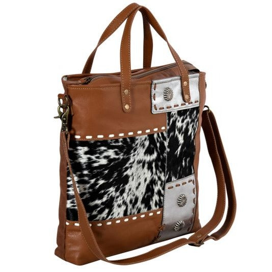 CONCHO RANCH TRAIL CANVAS & COWHIDE HANDBAG by MYRA BAG®