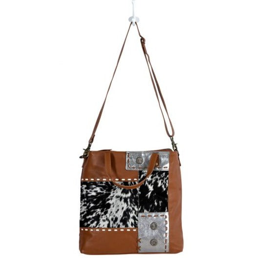 CONCHO RANCH TRAIL CANVAS & COWHIDE HANDBAG by MYRA BAG®