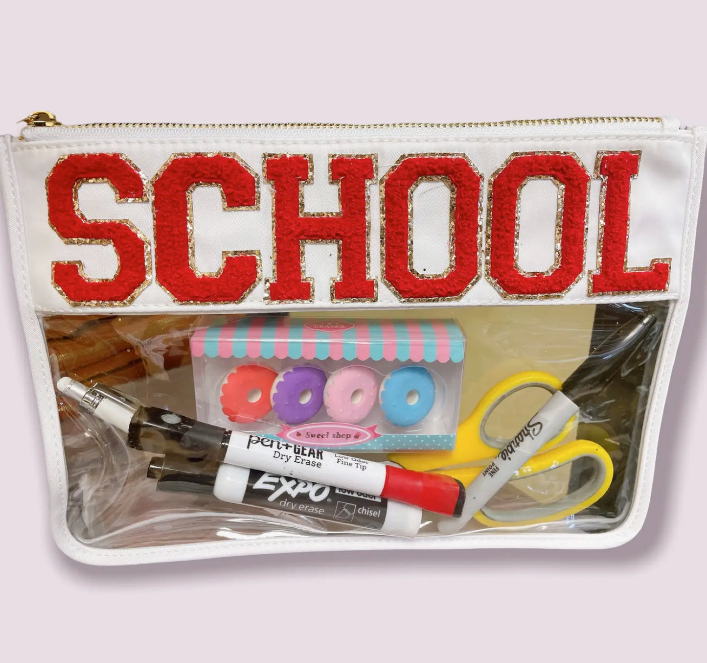 VARSITY SCHOOL CLEAR LUXURY NYLON POUCH