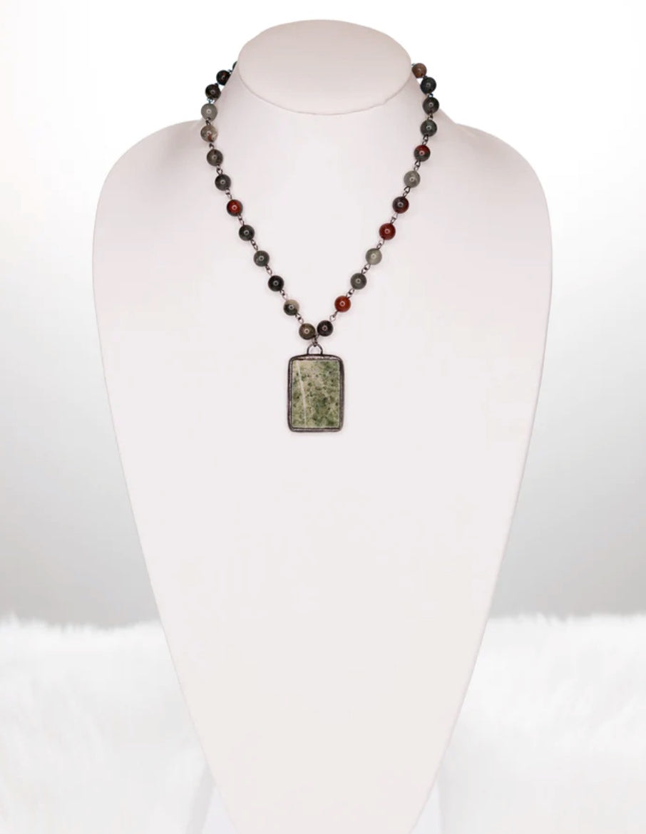 JASPER STONE PENDANT NECKLACE
