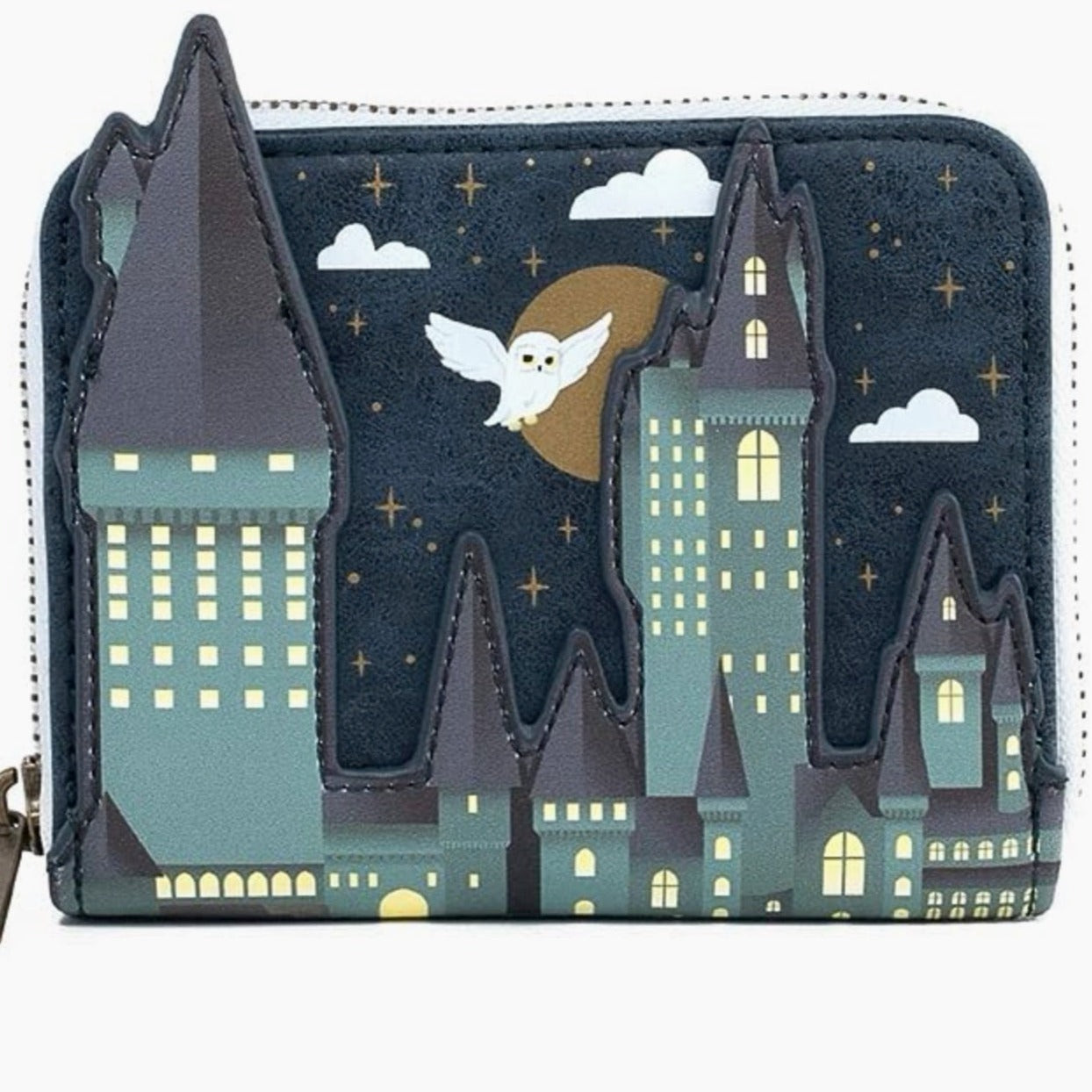 LOUNGEFLY HARRY POTTER HOGWARTS CASTLE HEDWIG FAUX LEATHER WALLET