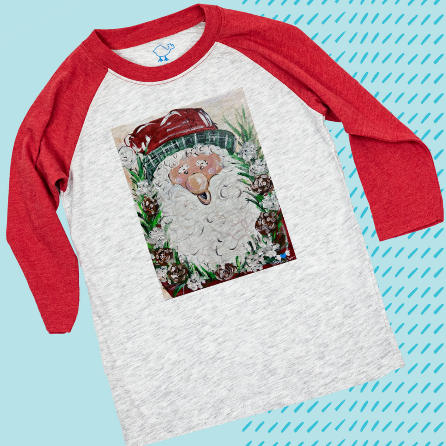 BIG NOSE SANTA on RED RAGLAN