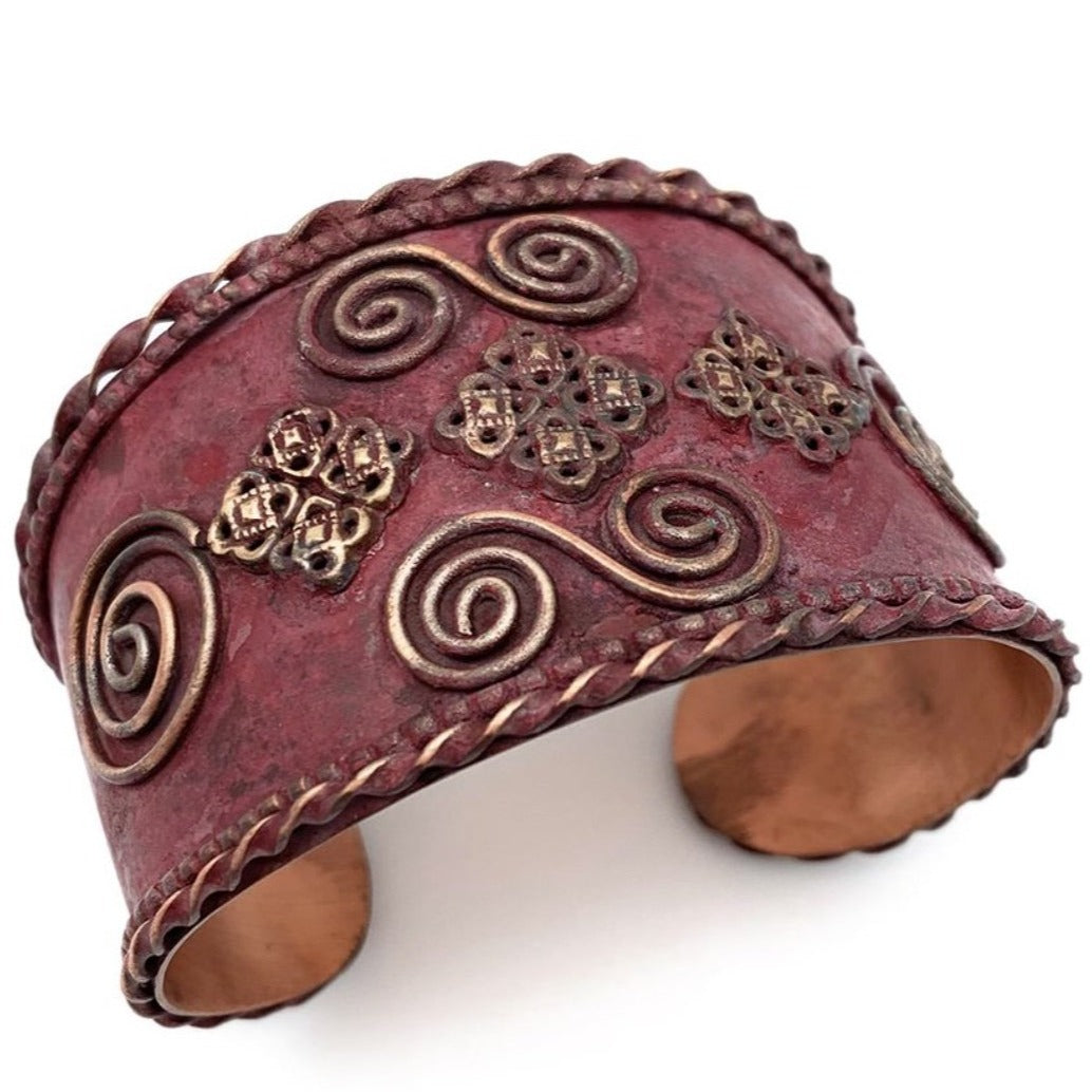 HANDCRAFTED COPPER PATINA CUFF (PATINA RED) by ANJU®