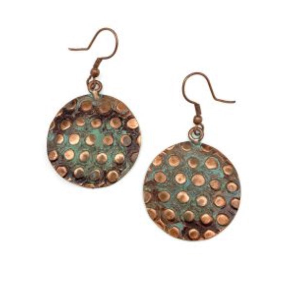 ANJU COPPER PATINA CIRCULAR TURQUOISE & COPPER EARRINGS