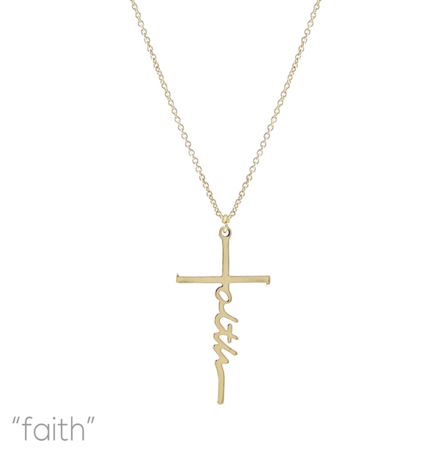 CURSIVE FAITH CROSS NECKLACE