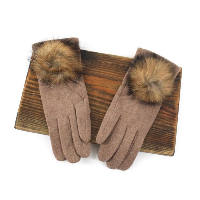 WOMEN’S TOUCH SCREEN GLOVES WITH FUR POM POM (Multiple Colors)