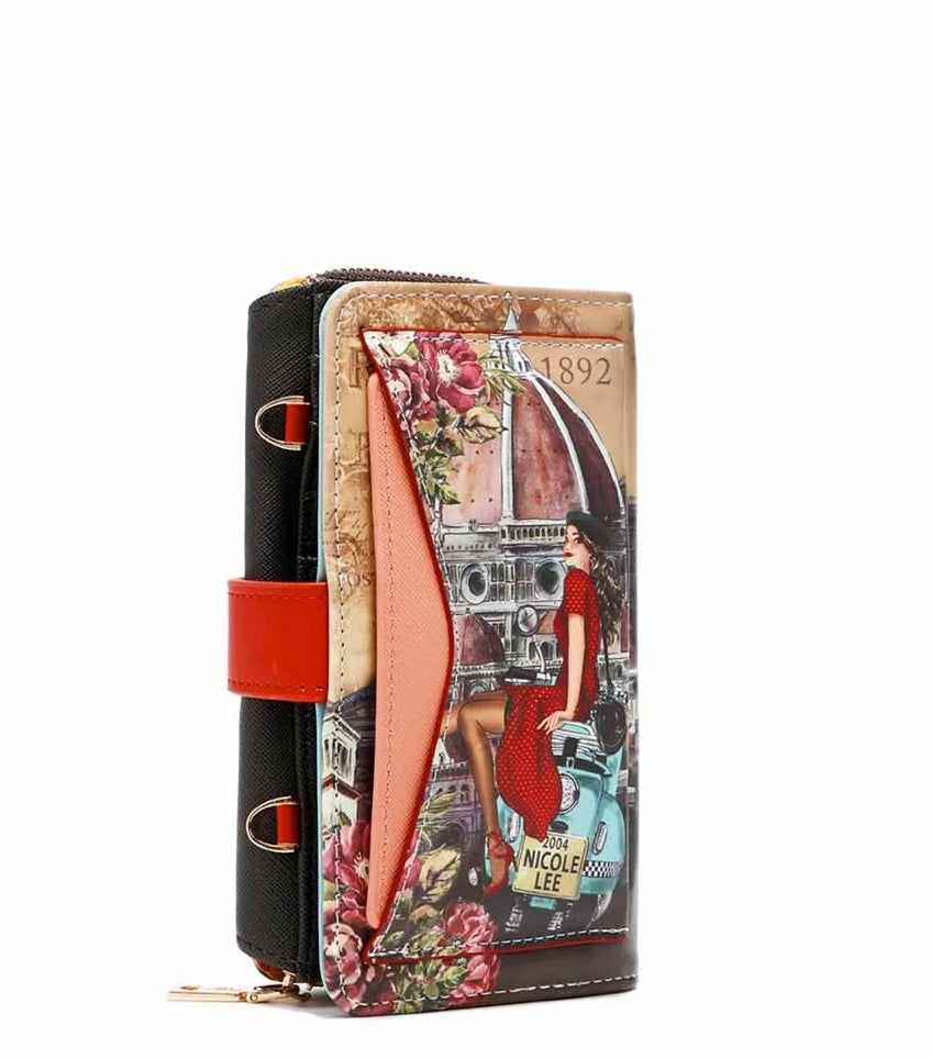 NICOLE LEE® TRIFOLD PHONE CASE CROSSBODY WALLET - MEMORY OF ROME