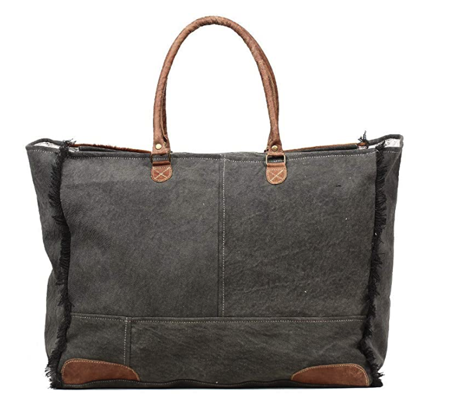 PARTISAN UPCYCLED CANVAS & COWHIDE LEATHER WEEKENDER BAG by MYRA BAG®