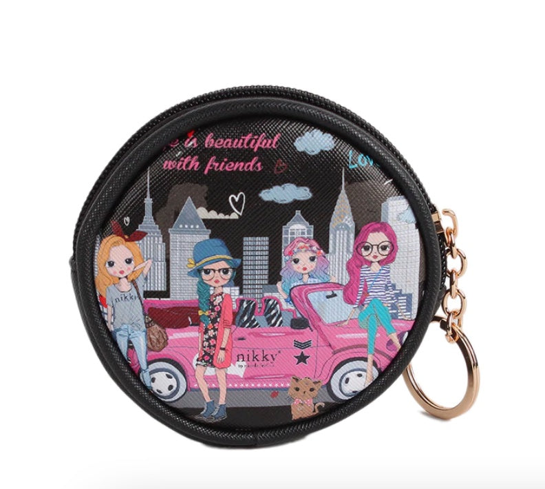 NIKKY® by Nichole Lee® ESTRELLA COIN PURSE KEY CHAIN - NIKKY LOVES FRIENDS